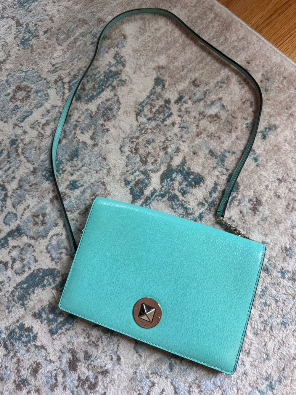 Kate Spade Grand Street Calico Leather Crossbody Bag, Aqua Fresh Air Color